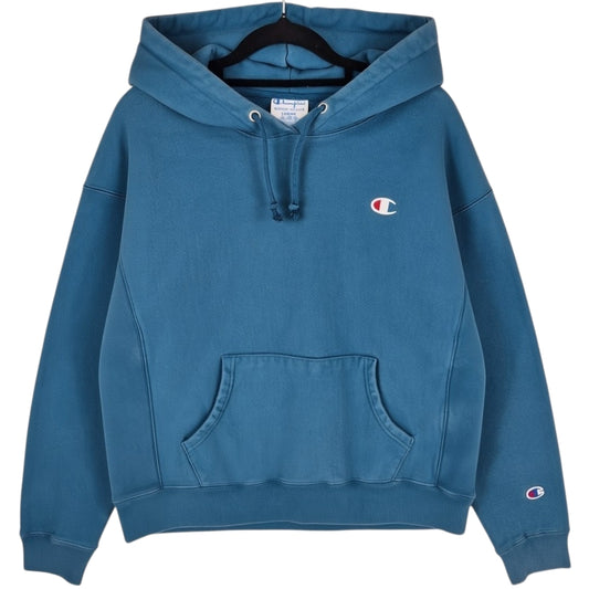 Champion Reverse Weave Womens Aqua Blue Heavy Hoodie Size L