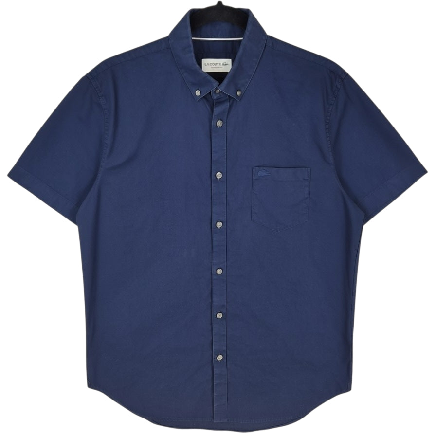 Lacoste Dark Blue Regular Fit Short Sleeve Button Shirt Size L