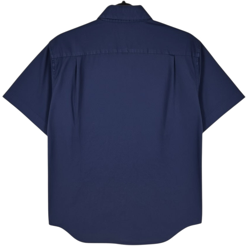 Lacoste Dark Blue Regular Fit Short Sleeve Button Shirt Size L