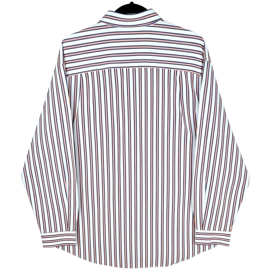 RM Williams White & Orange Striped Regular Fit Dress Shirt Size XL