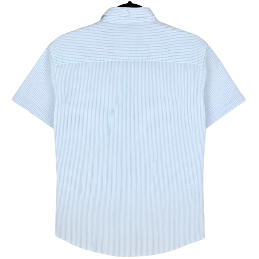 Armani Exchange Light Blue Striped Short Sleeve Button Shirt Size M