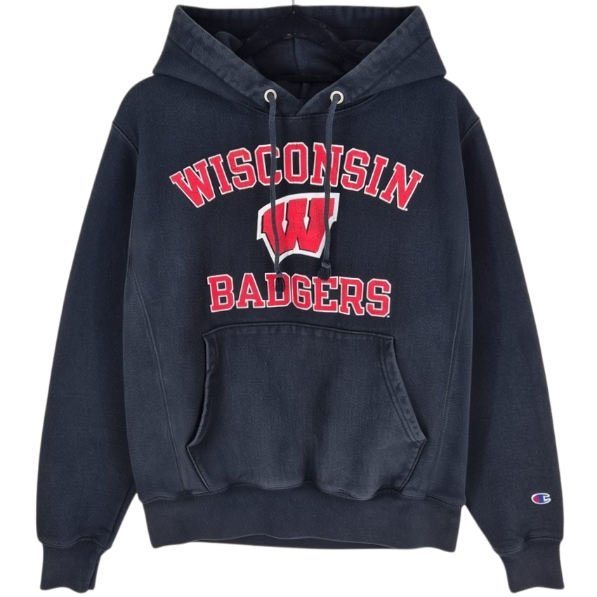 Champion Reverse Weave Wisconsin Badgers Black Heavy Hoodie Size S