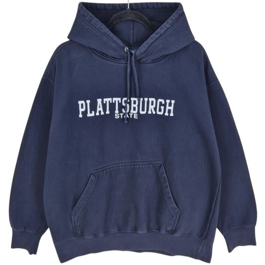 Vintage SUNY Plattsburgh 90's Dark Blue Heavy Hoodie Size XL