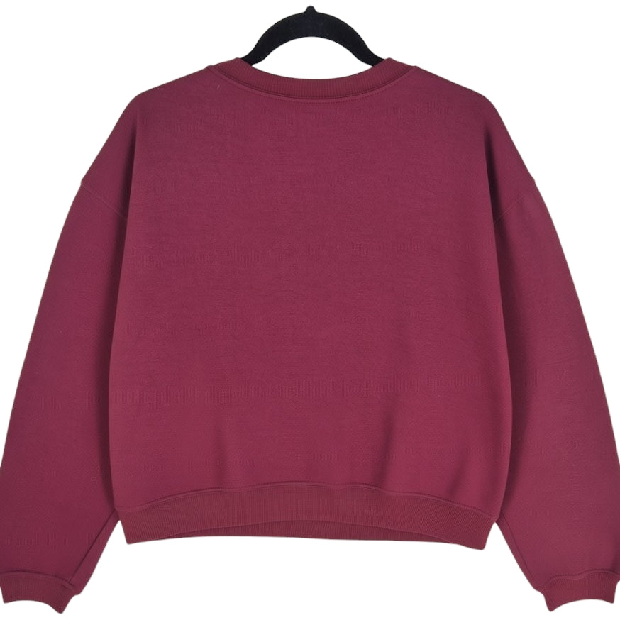 Disney Womens Burgundy Mickey Mouse Oversized Polyester Sweater Size S
