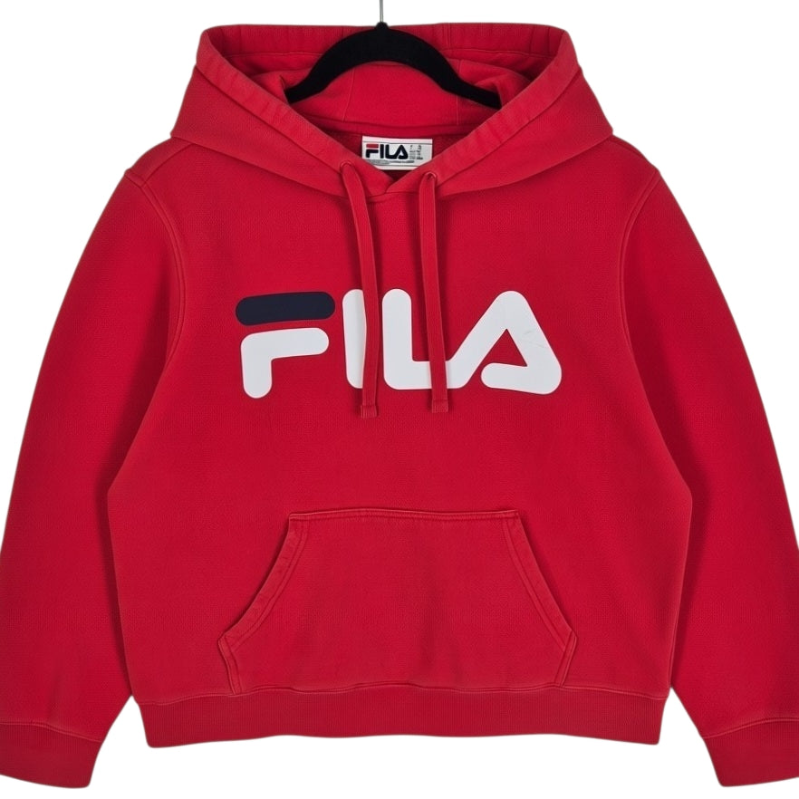 FILA Red Chest Script Hoodie Size M