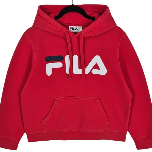 FILA Red Chest Script Hoodie Size M