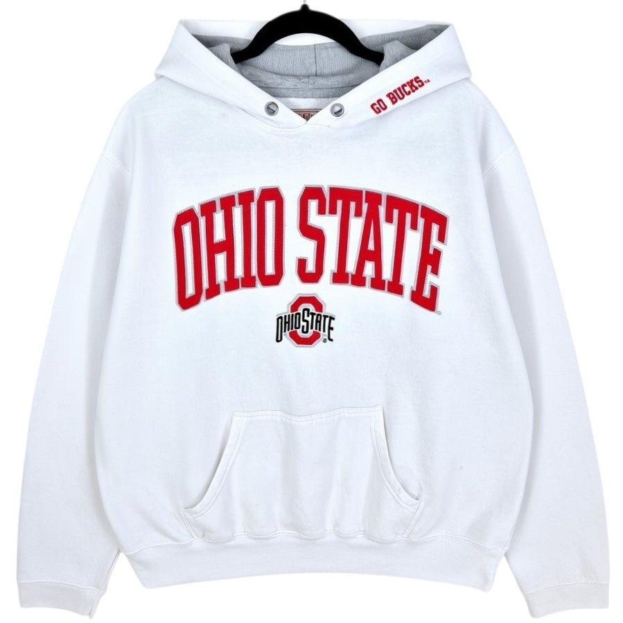 Ohio State Buckeyes White Embroidered Hoodie Size XL
