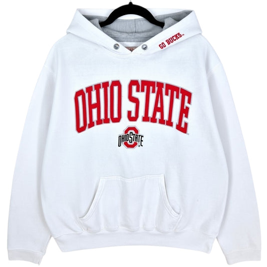 Ohio State Buckeyes White Embroidered Hoodie Size XL