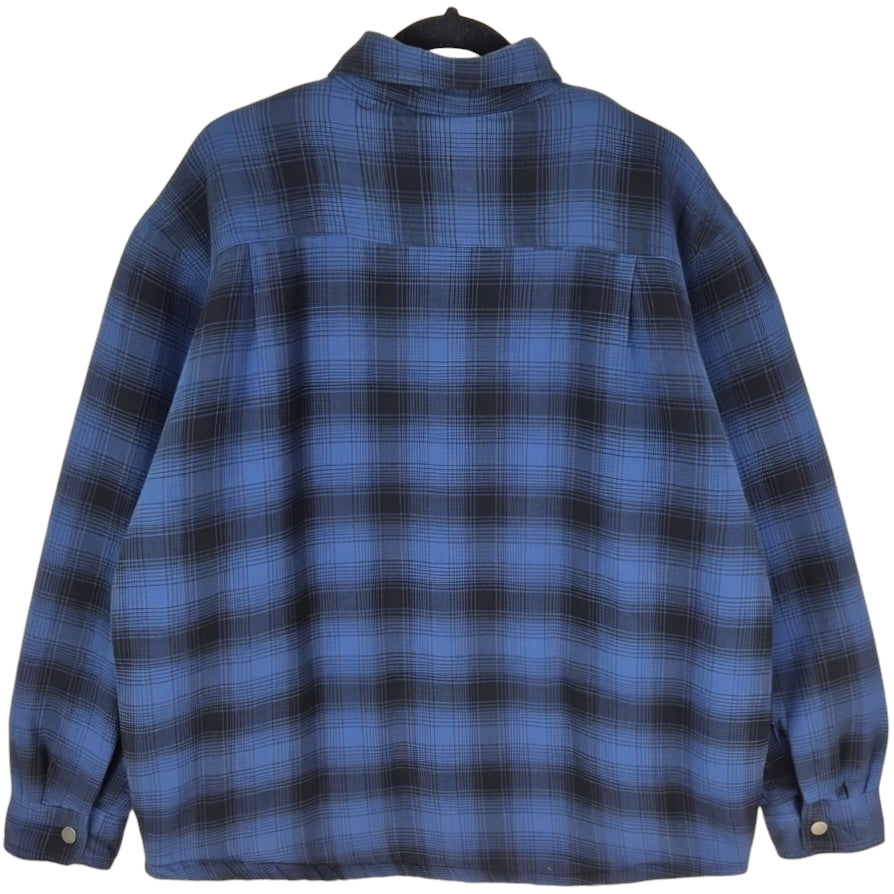 DIckies Dark Blue Checkered Fleece Insulated Button Jacket Size XL