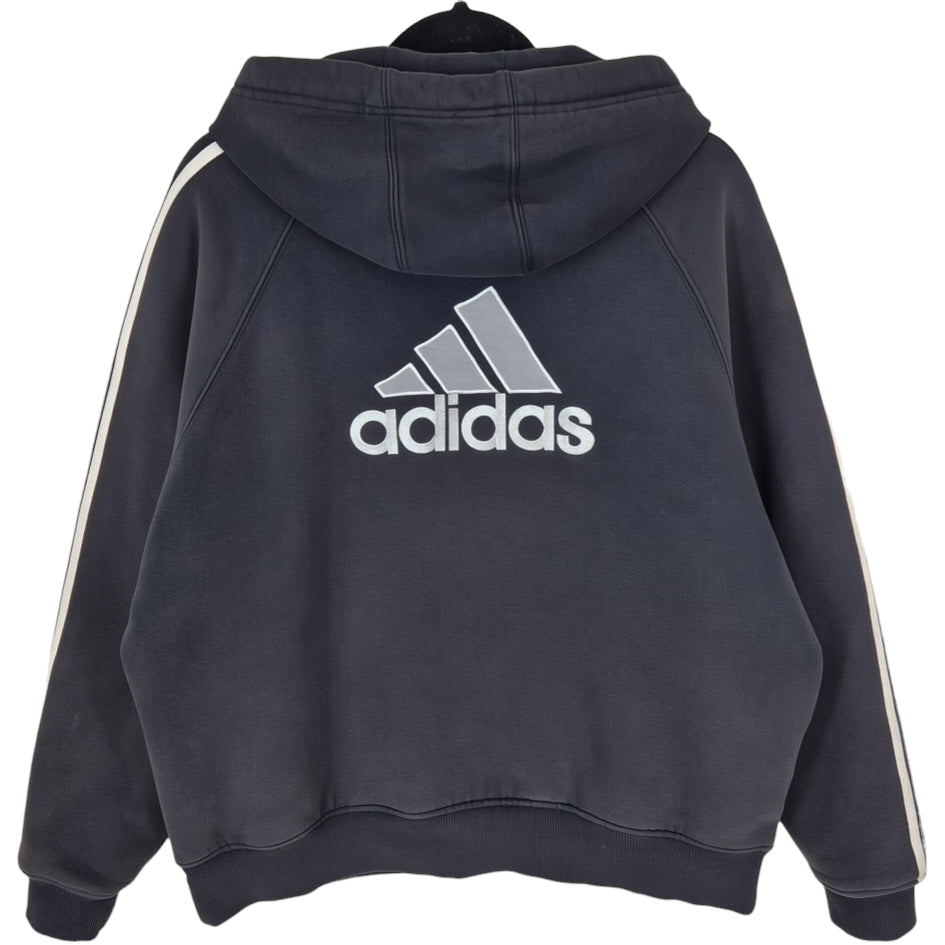 Vintage Adidas 2000's Black Heavy Insulated Embroidered Zip Hoodie Size L