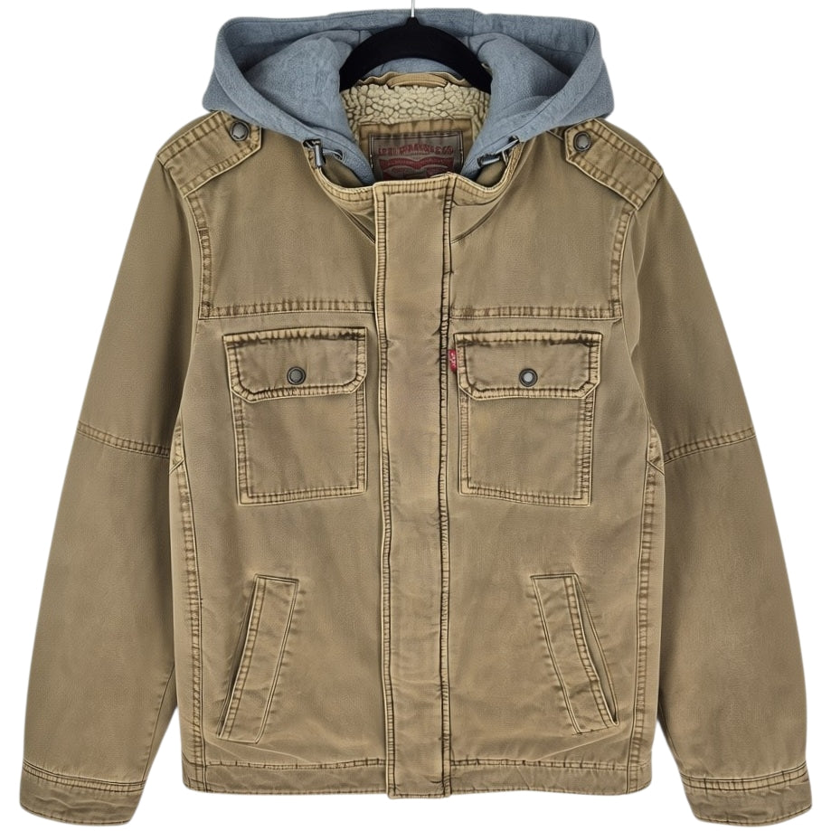 Levis Brown Fleece Insulated Heavy Denim Jacket Size S