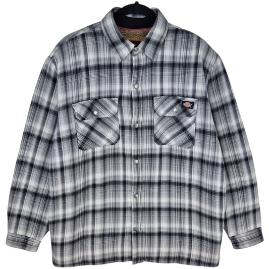 Dickies Grey Checkered Fleece Insulated Button Jacket Size L