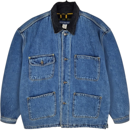 Vintage Bugle Boy Jeans 90's Blue Heavy Fleece Denim Jacket Size M