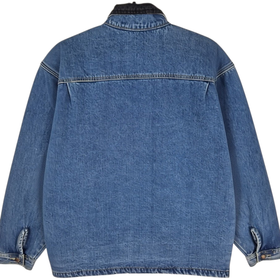 Vintage Bugle Boy Jeans 90's Blue Heavy Fleece Denim Jacket Size M