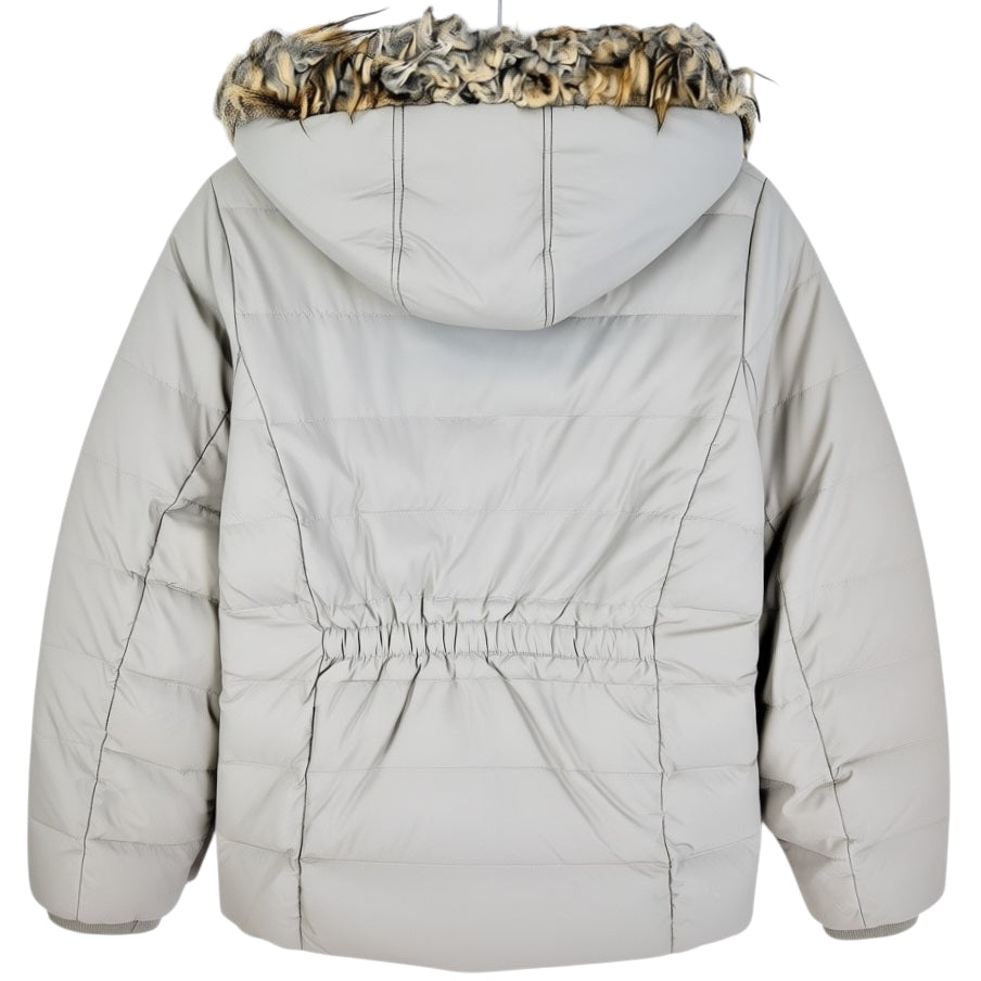 DKNY Womens Cream Brown Puffer Jacket Size M