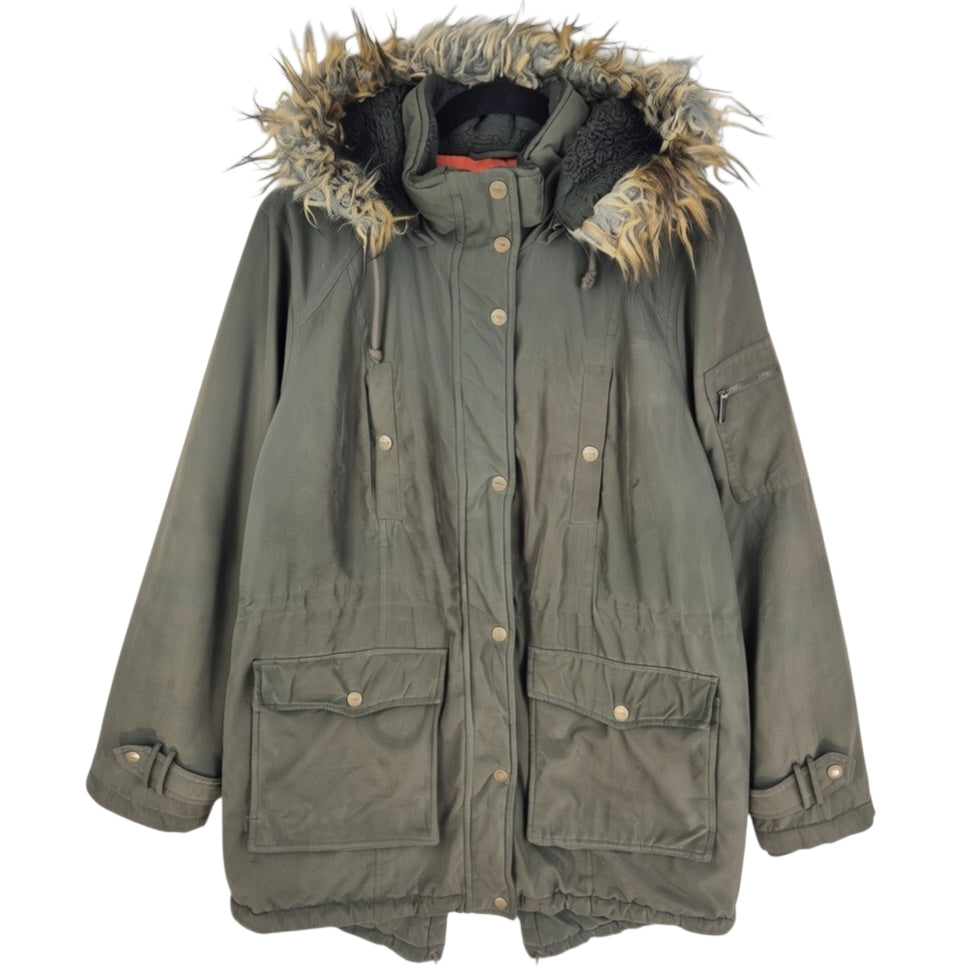 DKNY Olive Green Heavy Quilted Trench Jacket Size L