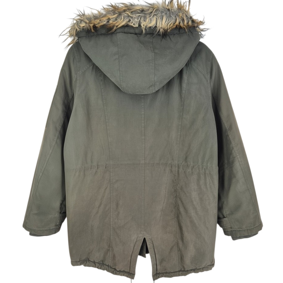 DKNY Olive Green Heavy Quilted Trench Jacket Size L