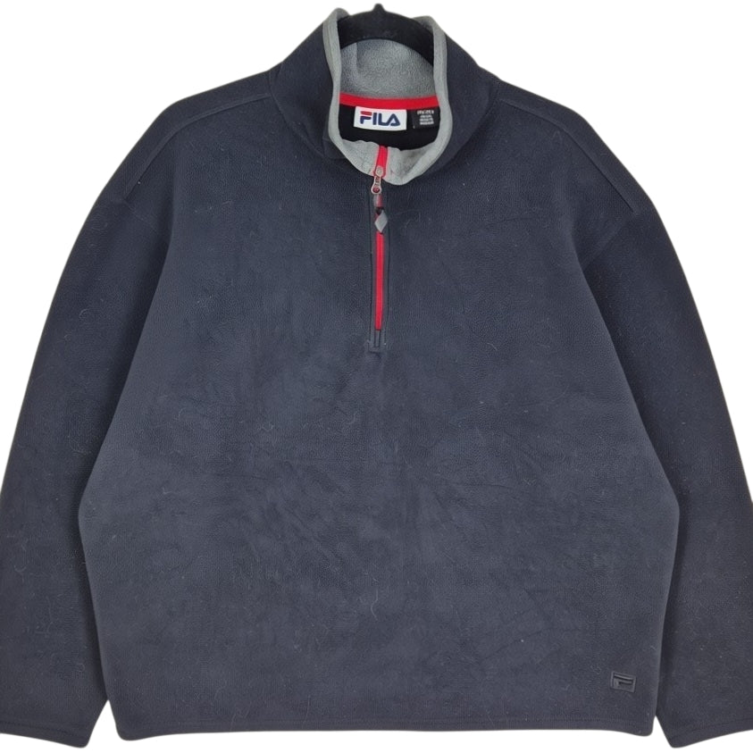 FILA Black Quarter Zip Fleece Jumper Size 2XL