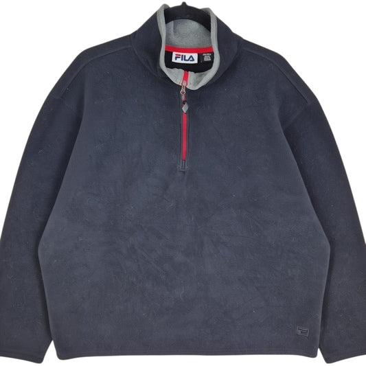 FILA Black Quarter Zip Fleece Jumper Size 2XL