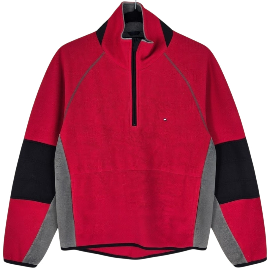 Vintage Tommy Hilfiger Red Quarter Zip Fleece Jumper Size M