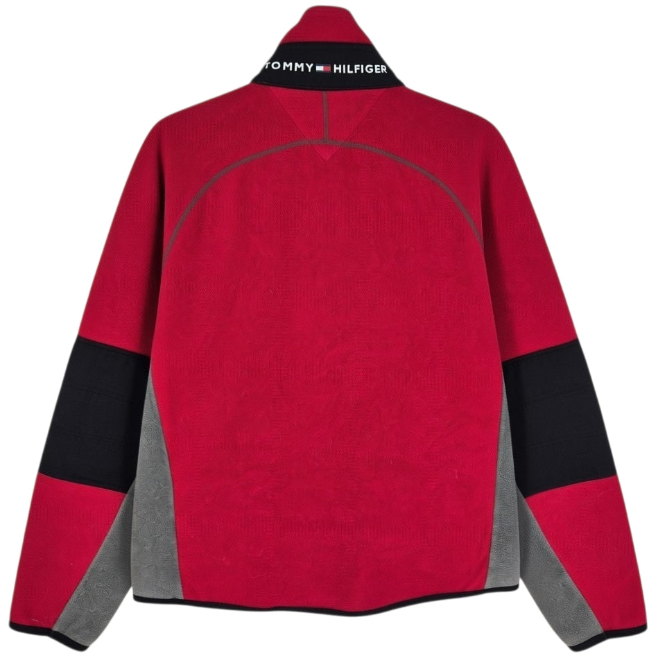 Vintage Tommy Hilfiger Red Quarter Zip Fleece Jumper Size M