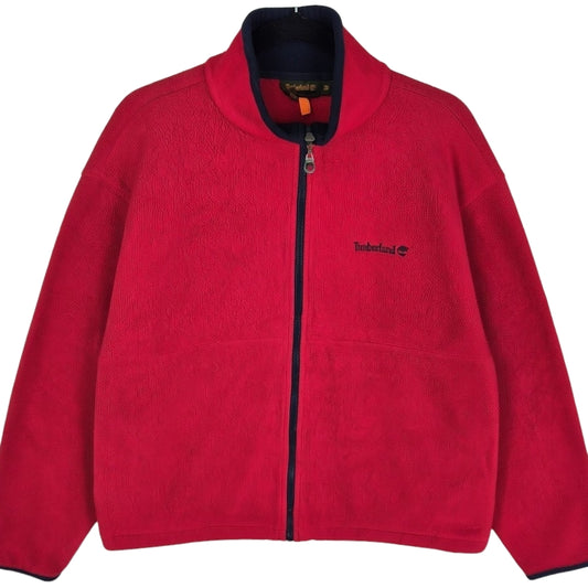 Vintage Timberland 90's Red USA Made Fleece Zip Jumper Size M