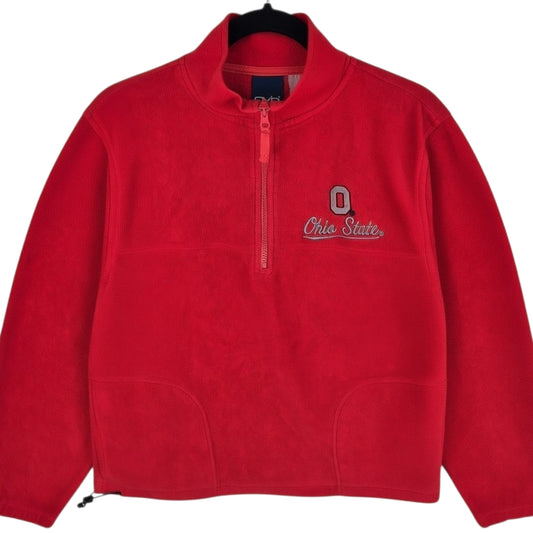 Ohio State Buckeyes Womens Red Quarter Zip Fleece Jumper Size L