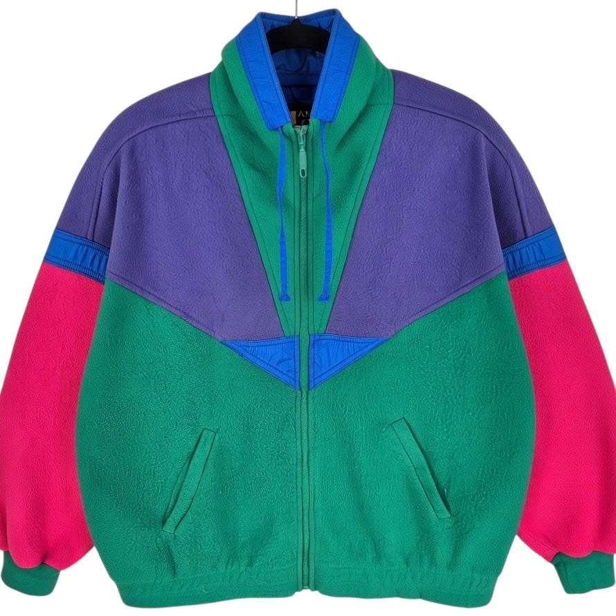 Vintage Andy Johns 90's Colourful Fleece Zip Jumper Size M