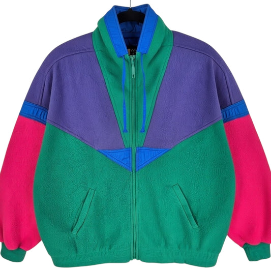 Vintage Andy Johns 90's Colourful Fleece Zip Jumper Size M