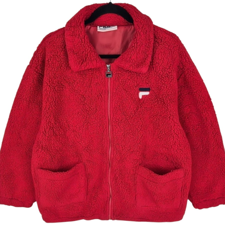 FILA Red Fleece Zip Jumper Size M