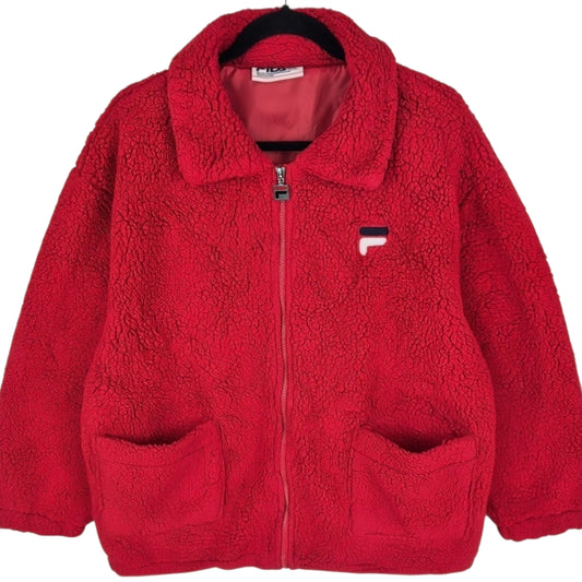 FILA Red Fleece Zip Jumper Size M