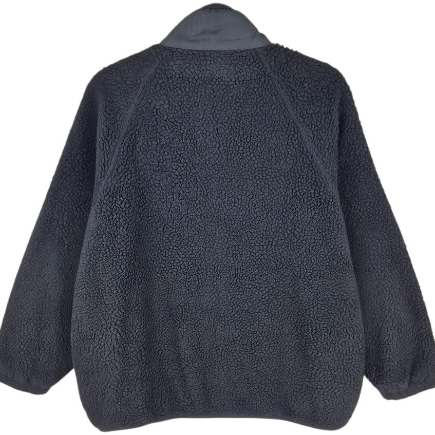 Stussy Womens Black Oversized Fleece Button Jumper Size L