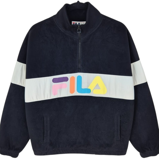 FILA Black Quarter Zip Fleece Jumper Size L