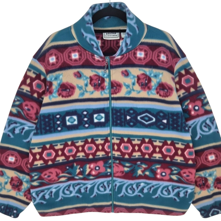 Vintage Adeline by Alfred Dunner 90's Colourful Fleece Zip Jumper Size M