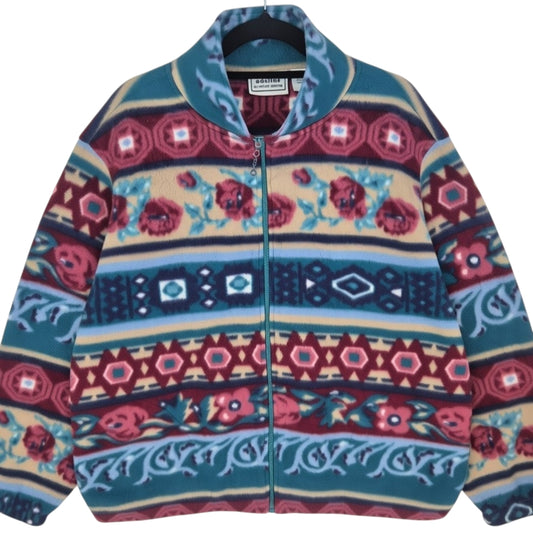 Vintage Adeline by Alfred Dunner 90's Colourful Fleece Zip Jumper Size M