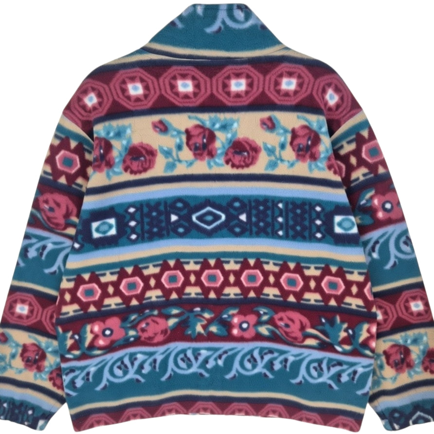 Vintage Adeline by Alfred Dunner 90's Colourful Fleece Zip Jumper Size M