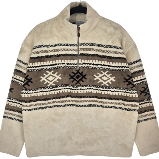 Vintage Willi Smith Collection 90's Cream Brown Fleece Jumper Size M