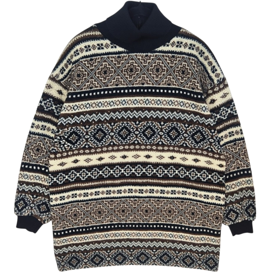 Vintage Moda International 90's Brown USA Made Turtle Fleece Jumper Size M
