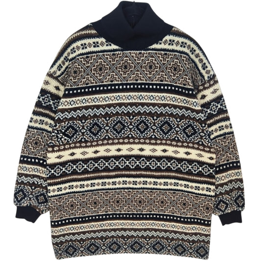 Vintage Moda International 90's Brown USA Made Turtle Fleece Jumper Size M