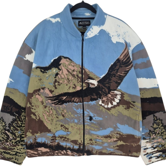 Mountain Ridge Green & Blue Fleece Zip Jumper Size XL