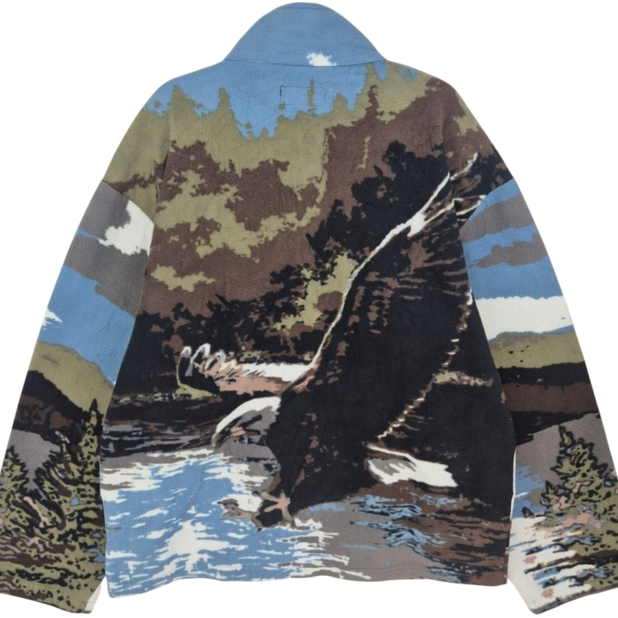 Mountain Ridge Green & Blue Fleece Zip Jumper Size XL