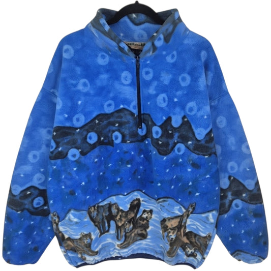 Vintage Eastern Mountain Sports 90's Blue USA Made Fleece Jumper Size XL