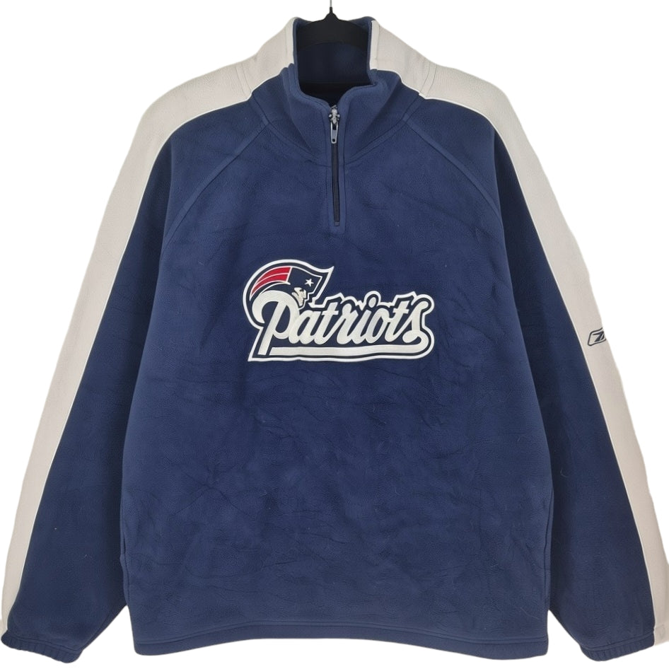 Reebok NFL New England Patriots Dark Blue Embroidered Fleece Jumper Size M