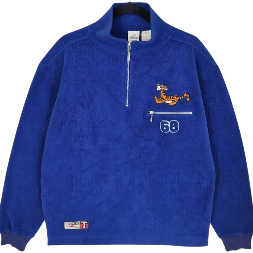 Vintage Disney 90's Blue Quarter Zip Tigger Fleece Jumper Size M