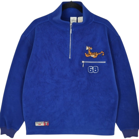 Vintage Disney 90's Blue Quarter Zip Tigger Fleece Jumper Size M