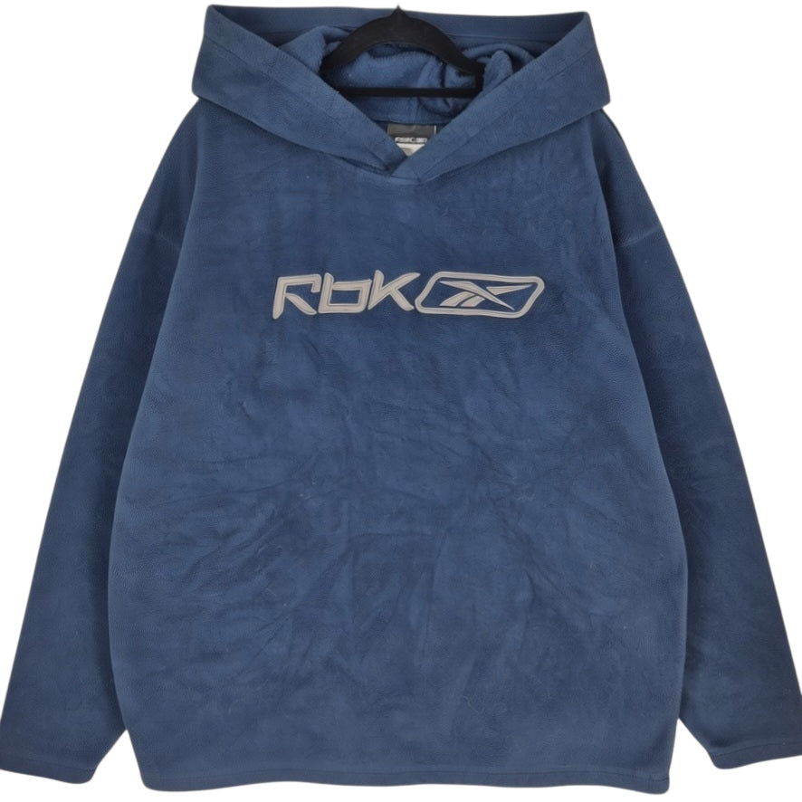Vintage Reebok 2000's Dark Blue Embroidered Fleece Hoodie Size M