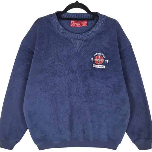Vintage Coca Cola 90's Dark Blue Crewneck Fleece Jumper Size XL