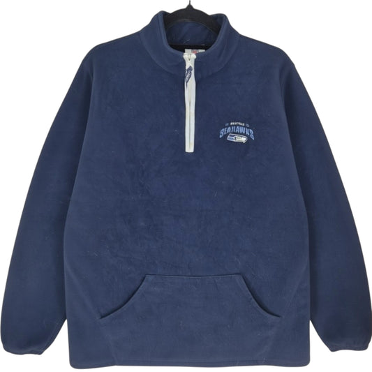 NFL Seattle Seahawks Womens Dark Blue Quarter Zip Fleece Jumper Size XL