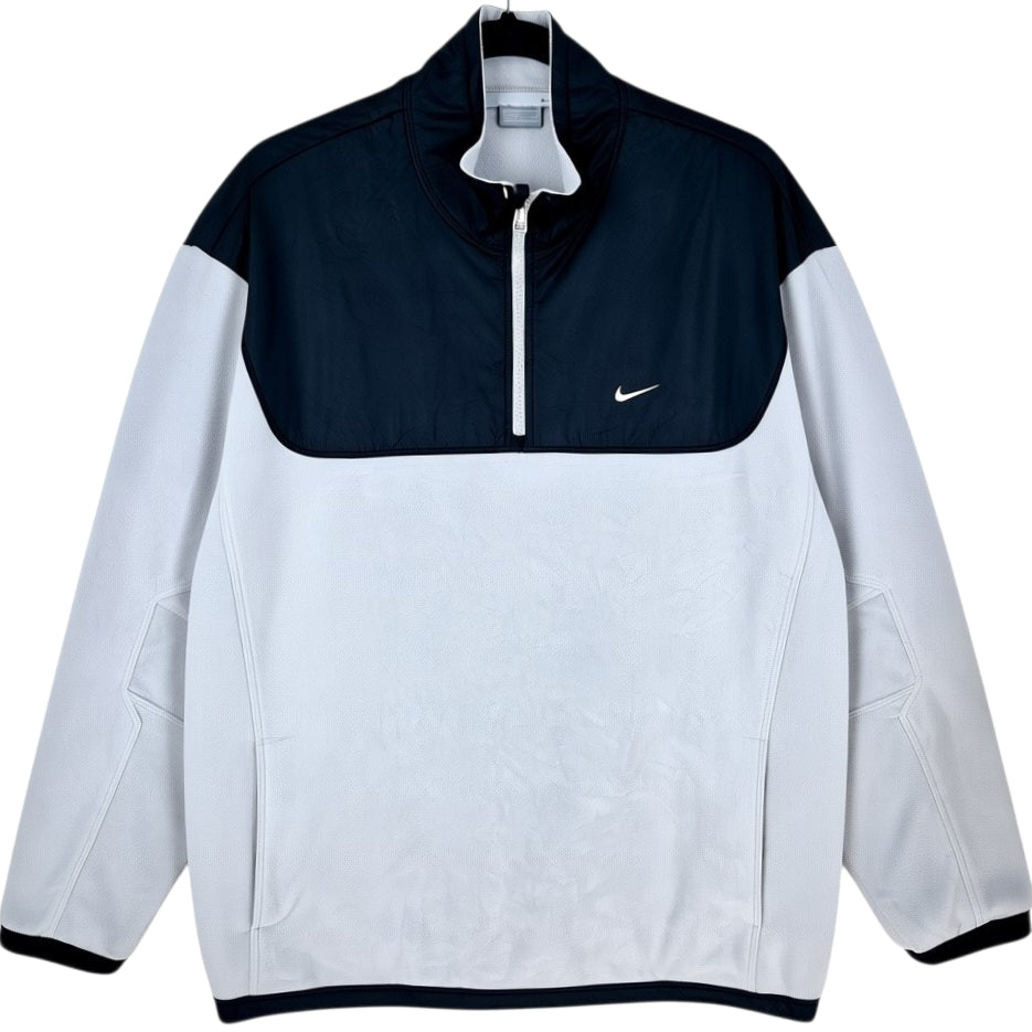 Vintage Nike 2000's Light Grey Quarter Zip Fleece Jumper Size XL