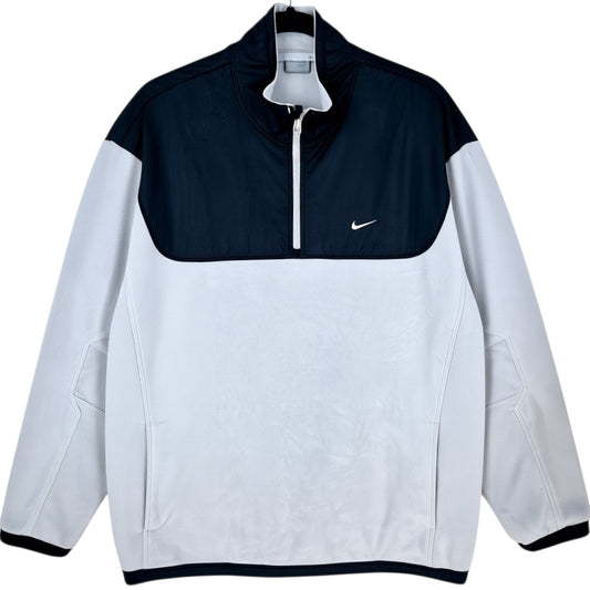 Vintage Nike 2000's Light Grey Quarter Zip Fleece Jumper Size XL